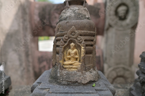 statue of buddha, mahabodhi temple complex at bodh gaya, india photo