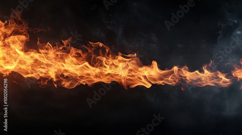 Abstract Swirl of Flame Against Dark Background