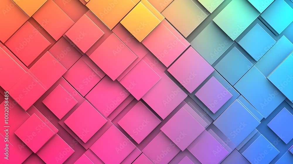 a colorful abstract pattern composed of overlapping squares and rectangles. The squares are arranged in a diagonal grid pattern, creating a sense of depth and dimension a colorful abstract pattern composed of overlapping squares and rectangles. The squares are arranged in a diagonal grid pattern, creating a sense of depth and dimension