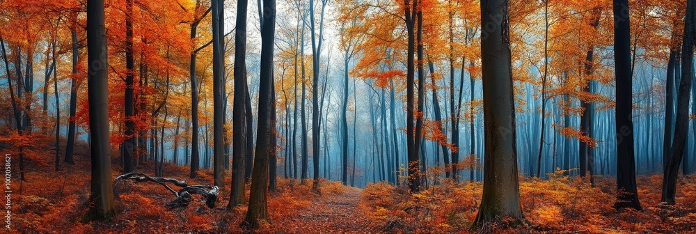 Obraz premium a colorful fall woodland