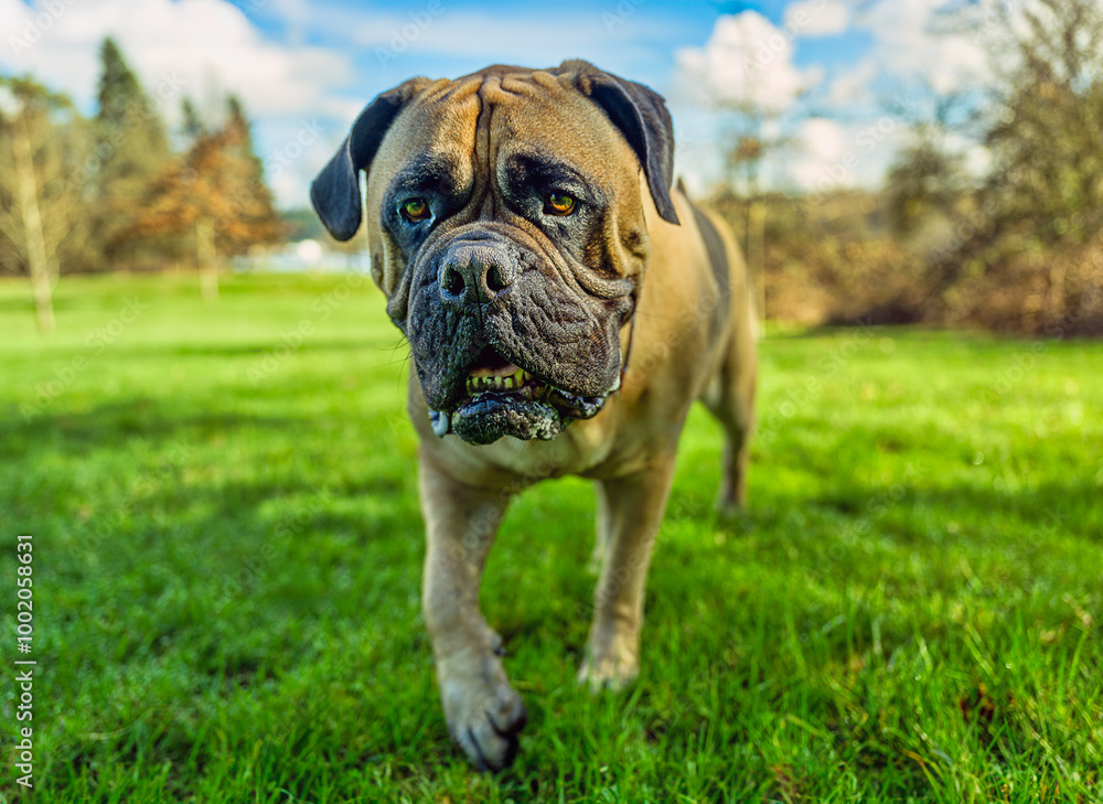 2024-02-13 CLOSE UP HEAD SHOT OF A LARGE FAWN COLORED BULLMASTIFF WITH NICE BRIGHT EYES WITH A BLURRY BACKGROUND ON MERCER ISLAND WASHINGTON 2024-02-13 CLOSE UP HEAD SHOT OF A LARGE FAWN COLORED BULLMASTIFF WITH NICE BRIGHT EYES WITH A BLURRY BACKGROUND ON MERCER ISLAND WASHINGTON