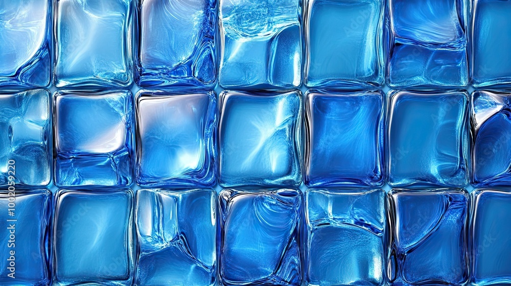 Close-up of blue glass blocks stacked, shapes in blue glass texture Generative AI Close-up of blue glass blocks stacked, shapes in blue glass texture Generative AI