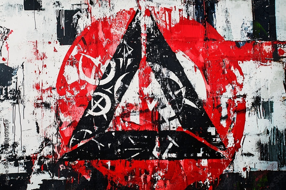 Fototapeta premium An eye-catching artwork blending symbols of defiance with vibrant street art, embodying a spirit of rebellion and counterculture.