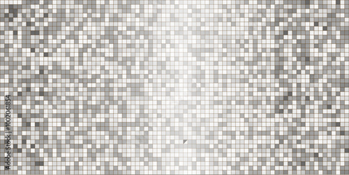 Disco ball silver gray mosaic pattern, shiny background. Metallic sequin foil or mirror backdrop. Abstract halftone wallpaper.