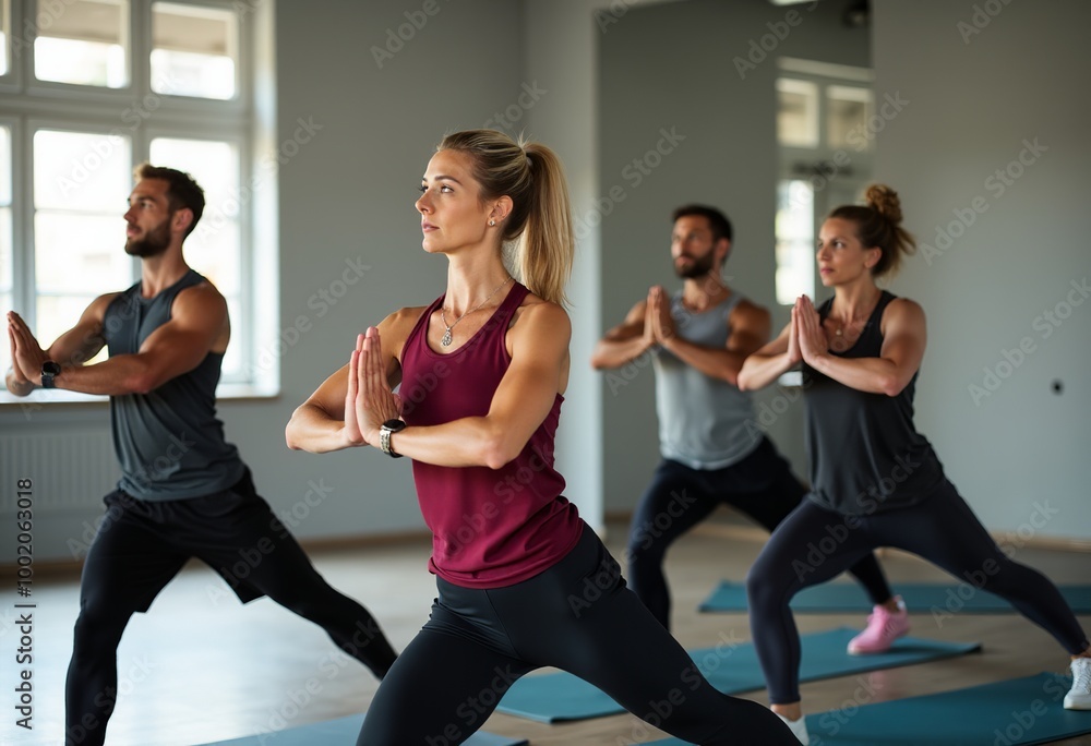 Obraz premium Fitness for All Ages: Diverse Pilates Group in Cobra Pose - Eye-Catching Vector Graphics for Inclusive Gym Advertising & Wellness Blogs