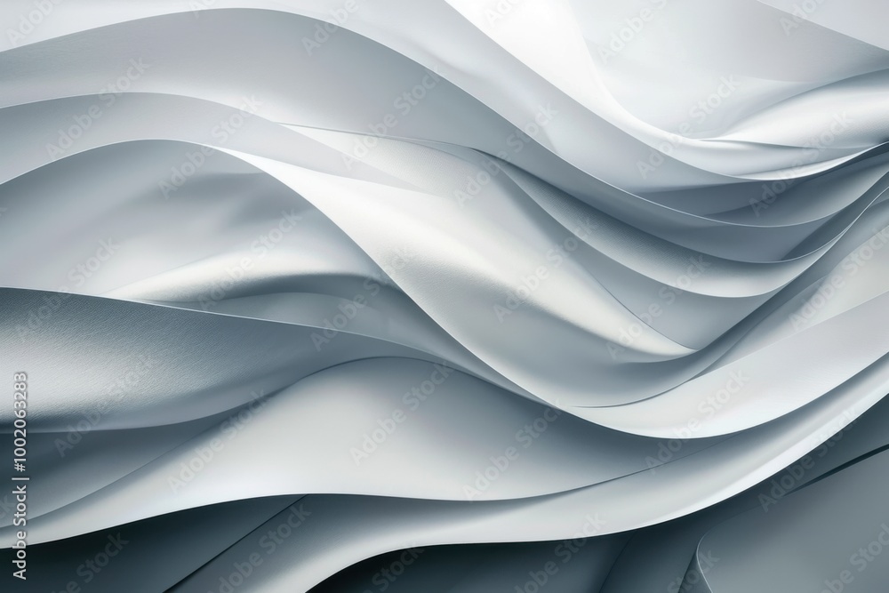 Elegant abstract design with layered flowing white and gray shapes creating a textured, wavy effect Elegant abstract design with layered flowing white and gray shapes creating a textured, wavy effect