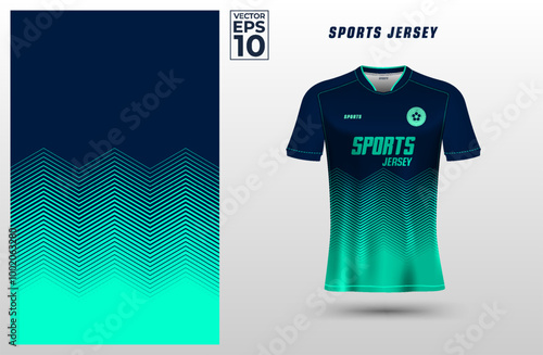 T-shirt sport jersey design template with geometric line pattern background. Sport uniform in front view. Shirt mock up for sport club. Vector Illustration