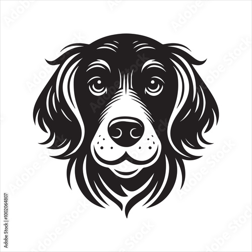 Gordon Setter Dog Face Clipart Design - Dog Face Logo - Gordon Setter Vector illustration in black and white
