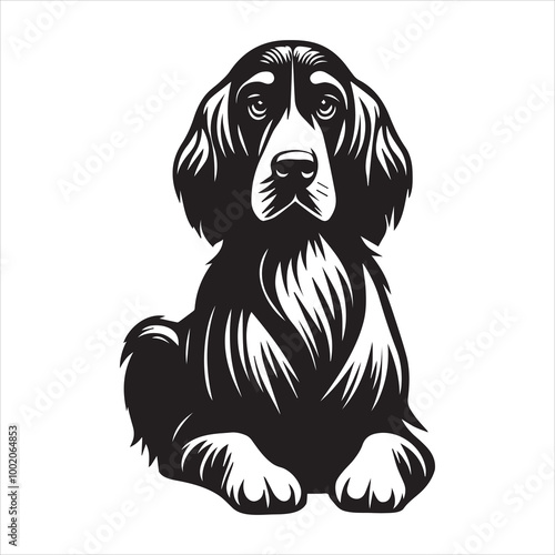 Gordon Setter Dog Face Clipart Design - Dog Face Logo - Gordon Setter Vector illustration in black and white
