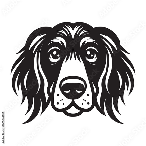 Gordon Setter Dog Face Clipart Design - Dog Face Logo - Gordon Setter Vector illustration in black and white
