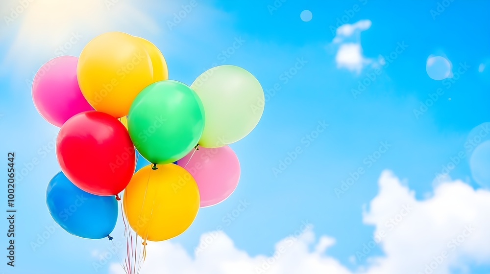 a bunch of colorful balloons floating in the sky. The balloons are in various colors, including red, yellow, green, pink, and blue. They are gathered together and appear to be rising upwards a bunch of colorful balloons floating in the sky. The balloons are in various colors, including red, yellow, green, pink, and blue. They are gathered together and appear to be rising upwards
