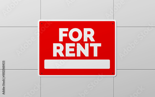 for rent sign on the wall mock up vector illustration