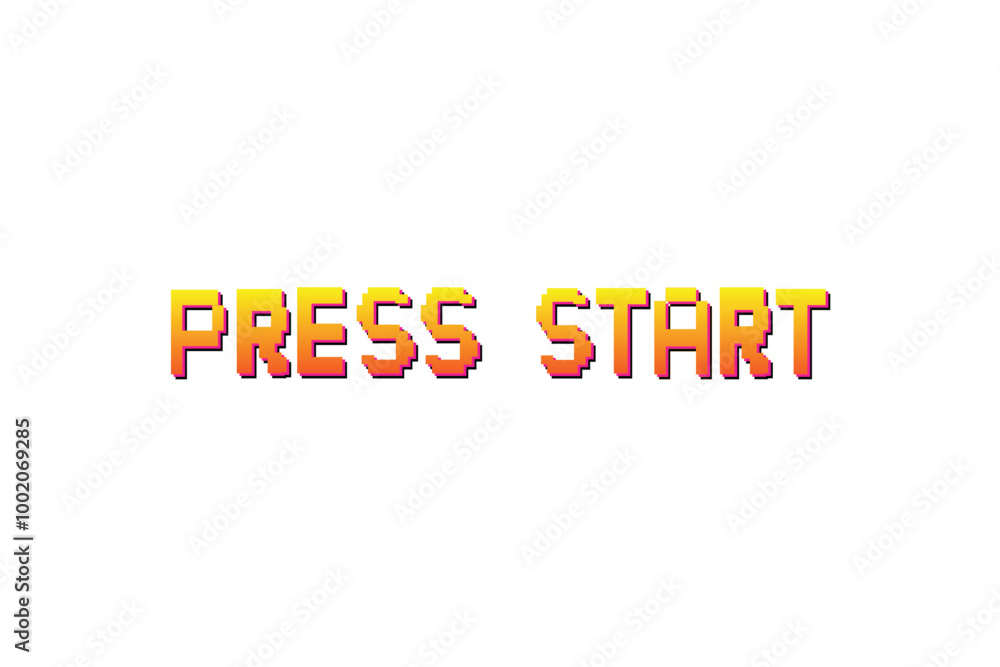Fototapeta premium Press start. Pixel art background.8 bit game. retro game. for game assets in vector illustrations on white background.