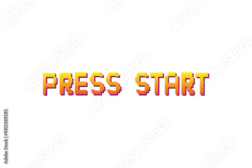 Press start. Pixel art background.8 bit game. retro game. for game assets in vector illustrations on white background.