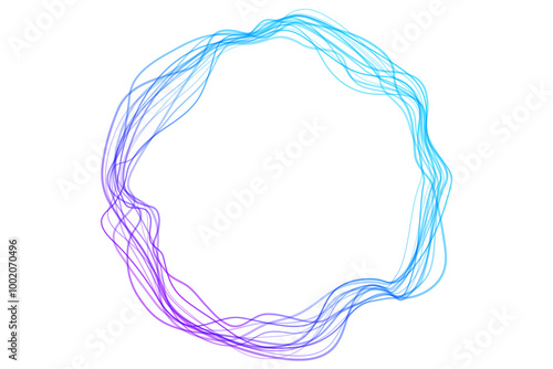 Abstract circle lines wave colorful purple and blue gradient isolated on transparent background. Vector in concept technology, science, music, modern.