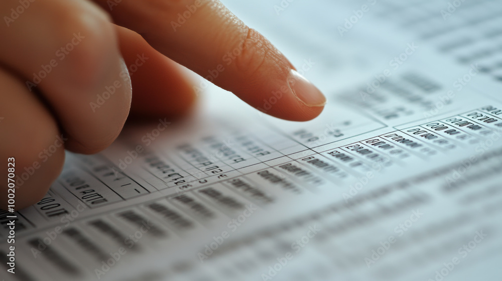 close up of hand pointing at key numbers in document, emphasizing important data and details. image captures moment of focus and analysis close up of hand pointing at key numbers in document, emphasizing important data and details. image captures moment of focus and analysis