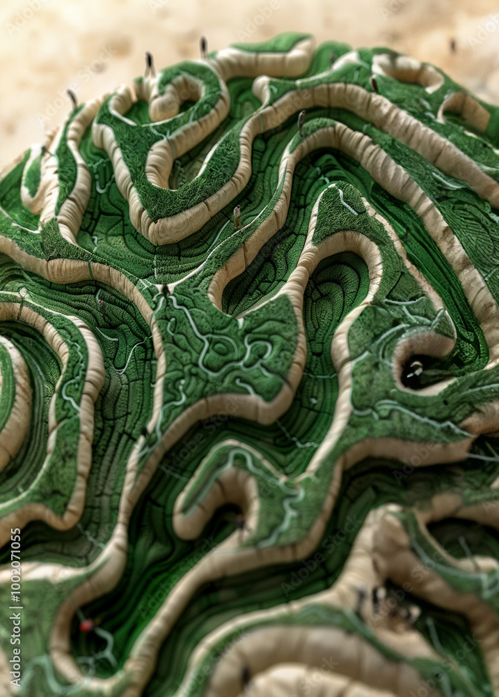 Maze of Human Brain by Nature Artistic Representation of Cognitive Growth, A brain resembling a maze made of green grass. Maze of Human Brain by Nature Artistic Representation of Cognitive Growth, A brain resembling a maze made of green grass.