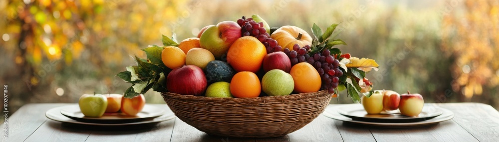 Vibrant Fruit Centerpiece in a Natural Setting Vibrant Fruit Centerpiece in a Natural Setting