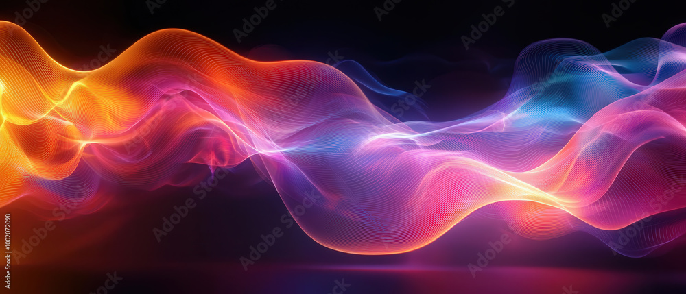 Vibrant abstract waveforms merge into stunning display of colors, creating sense of fluid motion and energy. interplay of light and color evokes feeling of dynamism and creativity Vibrant abstract waveforms merge into stunning display of colors, creating sense of fluid motion and energy. interplay of light and color evokes feeling of dynamism and creativity