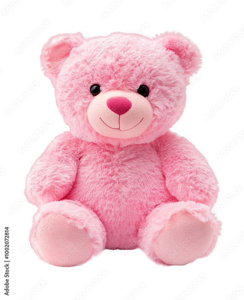 Obraz premium pink stuffed fluffy teddy bear isolated on white transparent background