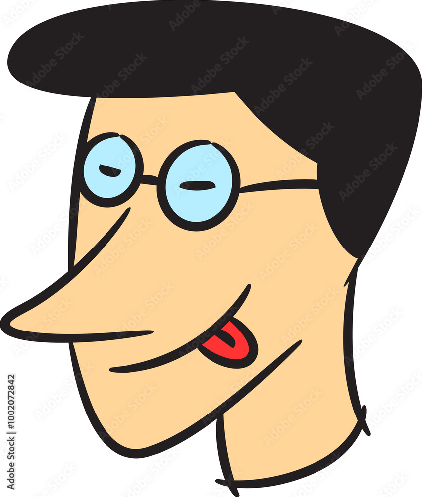 Fototapeta premium Cheeky Man Avatar Cartoon Illustration