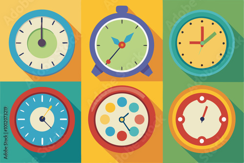 Free Download Vector set of clock icons showing time, countdown, and business deadlines - GFXLoad