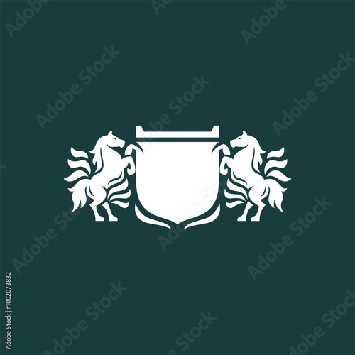 horse shield logo with heraldic style design photo