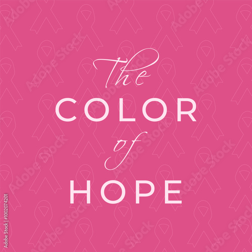 Pink card for breast cancer awareness month. Vector illustration, banner, background, social media post for protection, support, hope, help, attention, share. Social concern about women health.