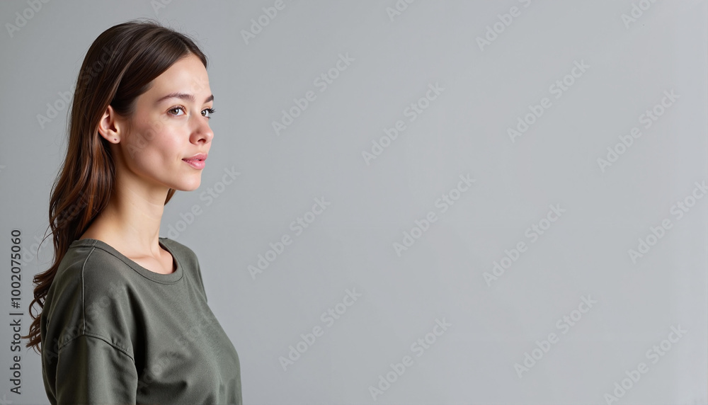 Side profile of thoughtful woman in green sweatshirt