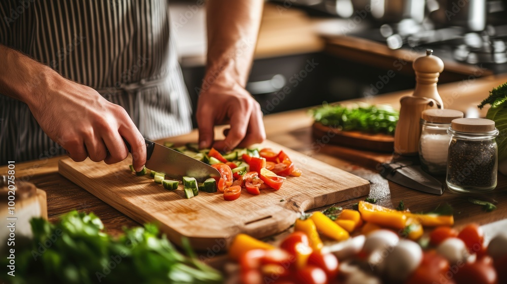 Close-up of a man's hands cutting veggies, cooking passion with healthy lifestyle. Close-up of a man's hands cutting veggies, cooking passion with healthy lifestyle.