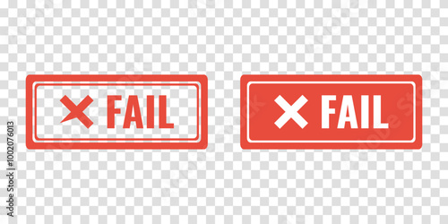 fail red rubber stamp, outline solid vector icon on transparent background