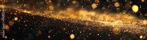 Abstract Golden Particles on Dark Background 