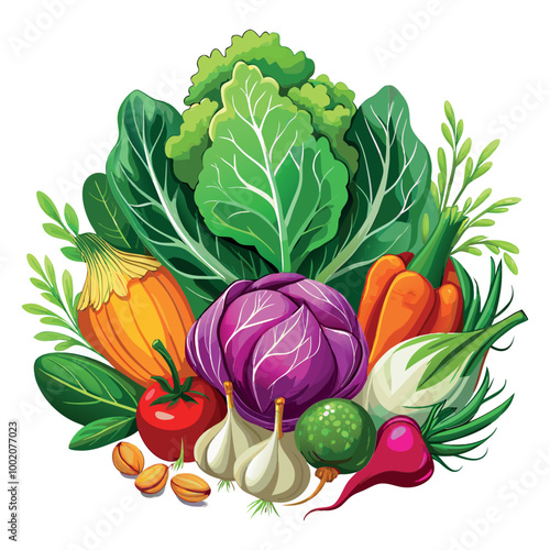 Colorful Fresh Vegetables Clipart Illustration