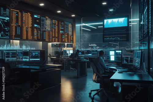 Trading Office Featuring Ergonomic Desks: Empowering Traders with State-of-the-Art Monitoring Tools