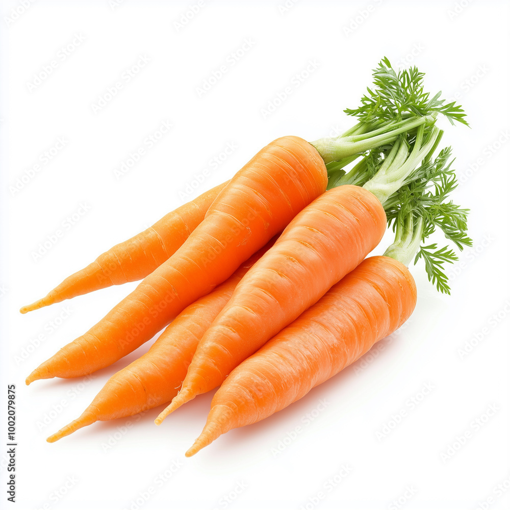 .A carrot rests on a white background, bright and fresh .A carrot rests on a white background, bright and fresh