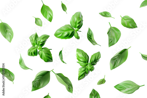 Collection of various green leaves with intricate details for botanical design projects. Isolated on a transparent background