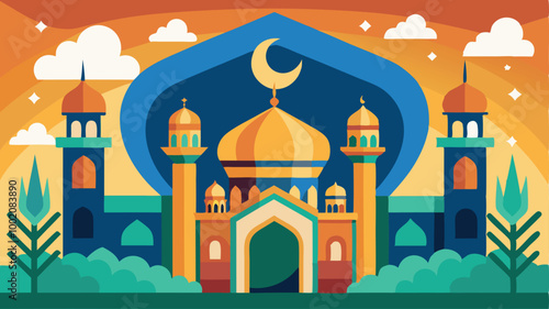 Taj Mahal Agra India vector illustration mosque with temple and monument city architecture symbol design