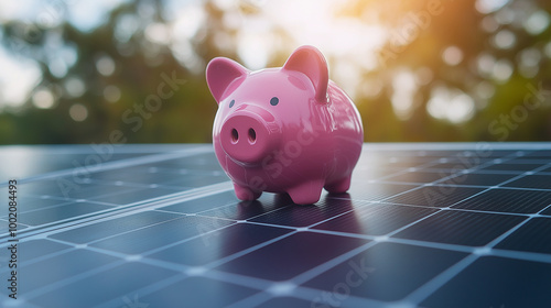 An illustrative of solar energy as a cost-effective and money-saving alternative for reducing electricity bills, highlighting the financial benefits of sustainable power, Ai