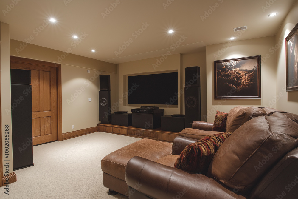 Fototapeta premium Imposing Tower Speakers Deliver Exceptional Sound Quality in a High-End Audio System
