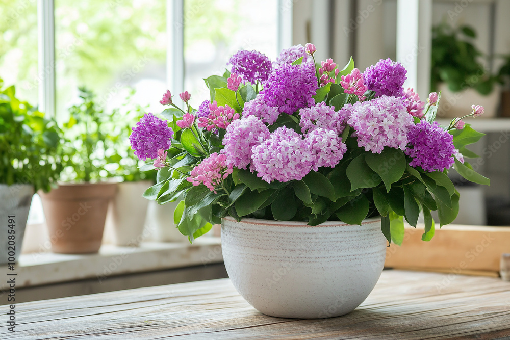 Purple Lilacs and Pink Carnations: A Floral Delight Purple Lilacs and Pink Carnations: A Floral Delight