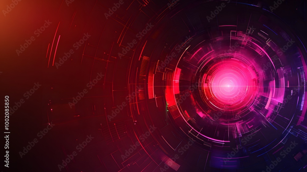 Fototapeta premium A red and purple circle with a white dot in the center. The circle is surrounded by a red background