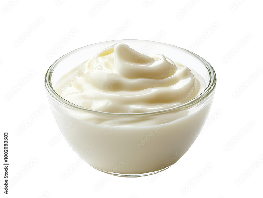 bowl of homemade yogurt cream isolated on white transparent background bowl of homemade yogurt cream isolated on white transparent background