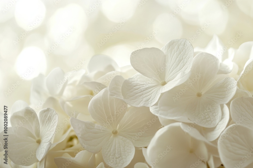 Close-Up of White Hydrangea Petals with Bokeh Background
Close-Up of White Hydrangea Petals with Bokeh Background