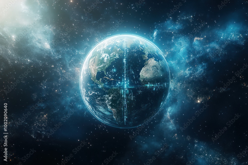 Earth with Digital Interface in Space Earth with Digital Interface in Space