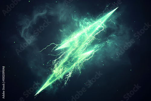 Mystical green lightning 3d icon
