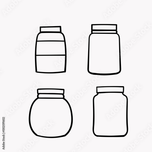hand drawn doodle jar collection illustration