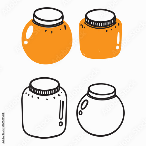 hand drawn doodle jar collection illustration