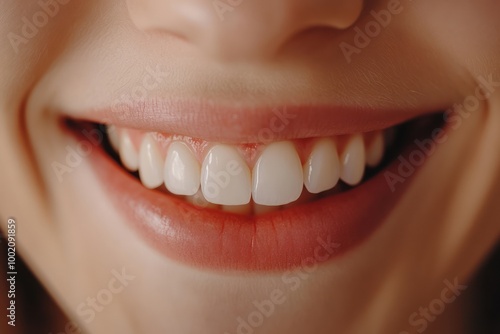 Bright, healthy smile showing perfect white teeth in a close-up