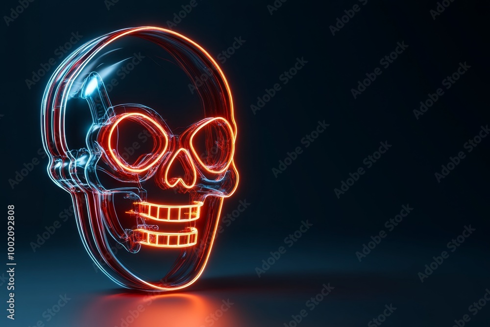 Simple malware warning symbol, using a basic skull icon with clean lines and red accents, representing the danger of digital threats Simple malware warning symbol, using a basic skull icon with clean lines and red accents, representing the danger of digital threats
