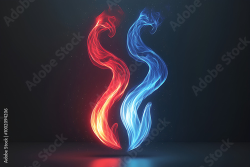 Mystical red and blue Fire Flames 3d icon